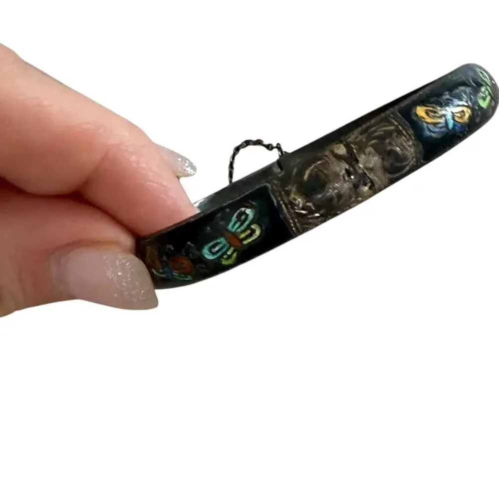 Enamel Sterling Silver bracelet hinged Butterflies SIAM Artist Made VTG - Picture 5 of 12